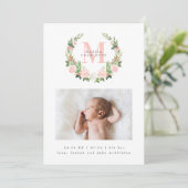 Faire-part Monogramme et roses roses roses roses Wreath Photo (Debout devant)