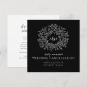 Faire-part Monogramme feuilles noires et blanches mariage ann (Devant / Derrière)