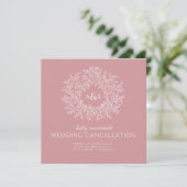 Faire-part Monogramme feuilles rose pâle annulation de mariag (Debout devant)