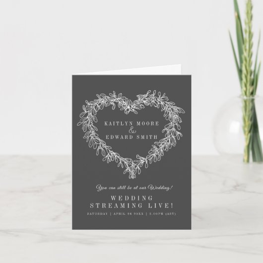 Faire-part Monogramme gris blanc mistletoe mariage flux en di (Devant)