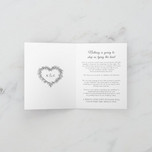 Faire-part Monogramme gris blanc mistletoe mariage flux en di (Intérieur)