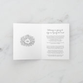 Faire-part Monogramme gris foncé feuille blanche mariage flux (Intérieur)