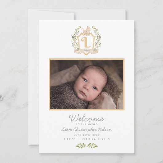 Faire-part Monogramme L | Naissance neutre (Devant)