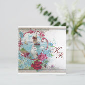 FAIRE-PART MONOGRAMME MARIAGE FLORAL ÉLÉGANT ROMANTİCA (Debout devant)