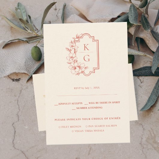 Faire-part Monogramme | Mariage minimal moderne RSVP