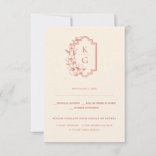 Faire-part Monogramme | Mariage minimal moderne RSVP (Devant)