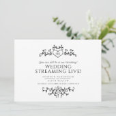 Faire-part Monogramme noir blanc mariage live stream code QR (Debout devant)
