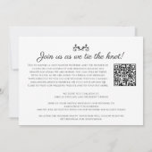 Faire-part Monogramme noir blanc mariage live stream code QR (Dos)