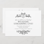 Faire-part Monogramme noir blanc mariage live stream code QR (Devant / Derrière)
