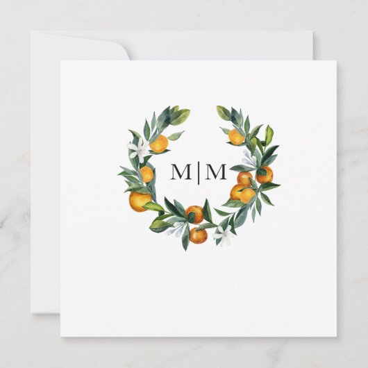 Faire-part Monogramme Oranges Enregistrer la date (Dos)