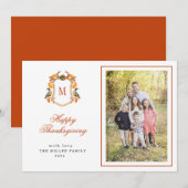 Faire-part Monogramme Photo de famille Thanksgiving (Devant / Derrière)