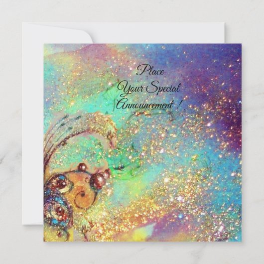 FAIRE-PART MONOGRAMME ROUGE BOUTTERFLY BLEU OR JAUNE SPARKLES (Dos)