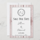 Faire-part Monogramme Rustique Rose Enregistrer La Date Annon (Devant)