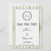 Faire-part Monogramme Rustique Vert Enregistrer La Date (Devant)
