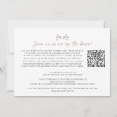 Faire-part Monogramme tan blanc mariage live stream code QR (Dos)