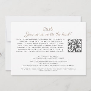 Faire-part Monogramme tan blanc mariage live stream code QR