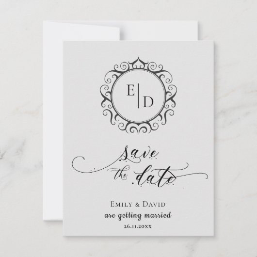 Faire-part Monogramme Whimsical Elegant Wedding Enregistrer l (Devant)