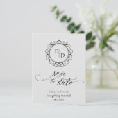 Faire-part Monogramme Whimsical Elegant Wedding Enregistrer l (Debout devant)