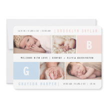 Monogrammes Bébé Garçon Fille Jumeaux 4 Photos Nai