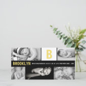 Faire-part Monographie de bébé jaune 5 photo Collage de photo (Debout devant)