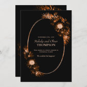 Faire-part Moody Black avec Burnt Orange Floral Post-Mariage (Devant / Derrière)