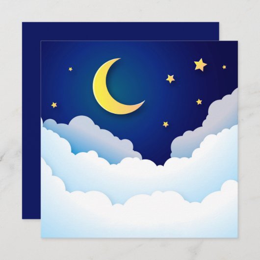 Faire-part Moon, Star and Clouds (Devant / Derrière)