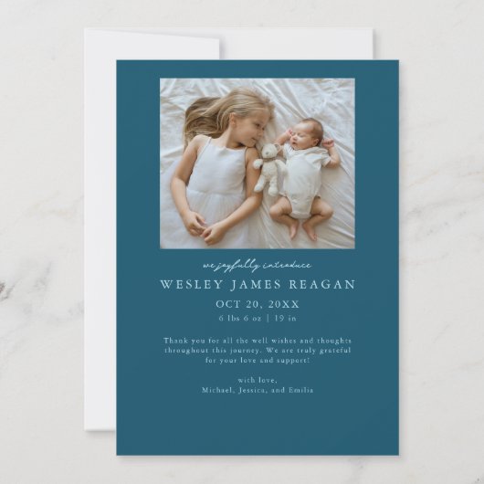 Faire-part More The Merrier Christmas Teal Photo Birth (Dos)