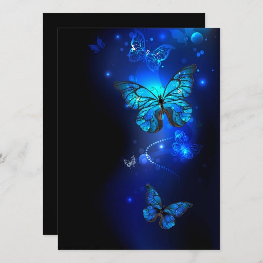 Faire-part Morpho Butterfly in the Dark Background (Devant / Derrière)