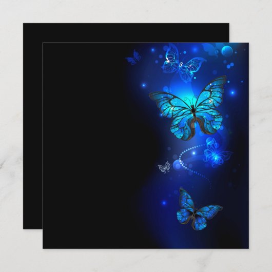Faire-part Morpho Butterfly in the Dark Background (Devant / Derrière)