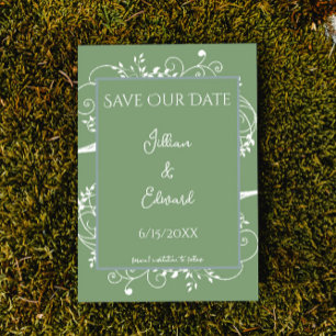Faire-part Moss Green Flourish Économisez La Date Annonce