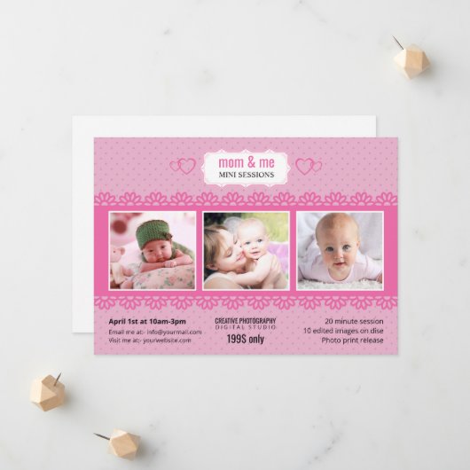 Faire-part Mother's day Photography mini session template (Devant/Arrière en situation)