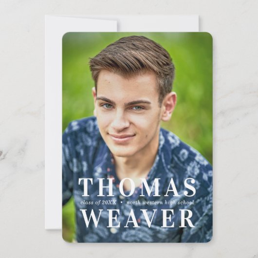 Faire-part Motif Casquette simple avec nom et photo (Devant)