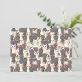 Faire-part Motif de chats blancs et gris (Debout devant)