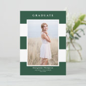 Faire-part Motif de rayures vertes et blanches Photo remise d (Debout devant)