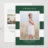 Faire-part Motif de rayures vertes et blanches Photo remise d (Devant / Derrière)