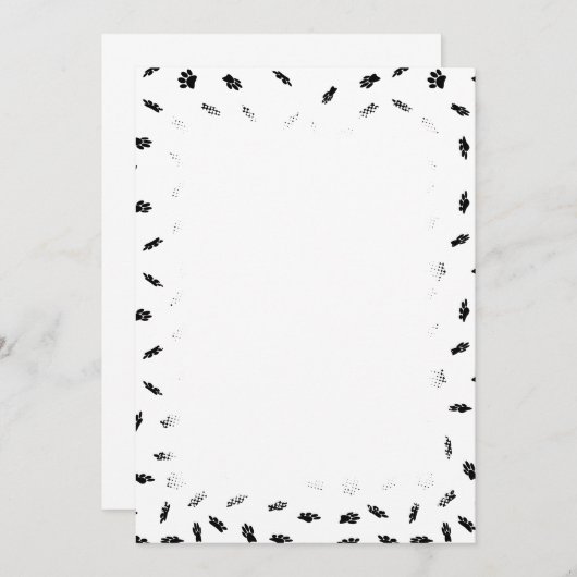 Faire-part Motif Empreinte de patte de chien Confetti noir (Devant / Derrière)