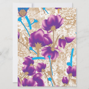 Faire-part Motif floral vif avec violet et bleu f