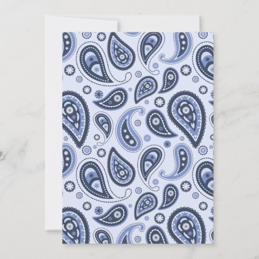 Faire-part Motif Paisley Bleu (Devant)