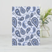 Faire-part Motif Paisley Bleu (Debout devant)