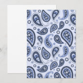 Faire-part Motif Paisley Bleu (Devant / Derrière)