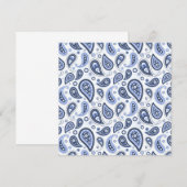 Faire-part Motif Paisley Bleu (Devant / Derrière)