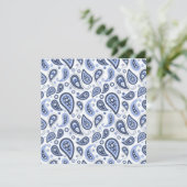 Faire-part Motif Paisley Bleu (Debout devant)