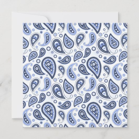 Faire-part Motif Paisley Bleu (Devant)