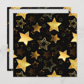 Faire-part Motif sans couture avec étoiles d'or (Devant / Derrière)