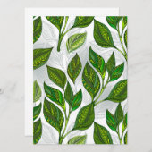 Faire-part Motif sans couture avec Feuilles de thé vert (Devant / Derrière)