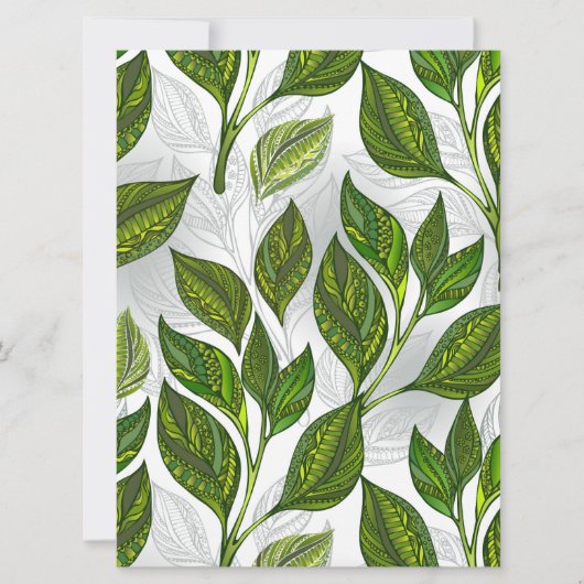 Faire-part Motif sans couture avec Feuilles de thé vert (Devant)