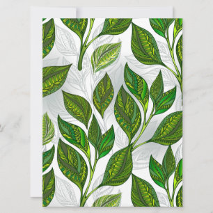Faire-part Motif sans couture avec Feuilles de thé vert