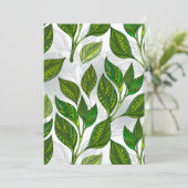 Faire-part Motif sans couture avec Feuilles de thé vert (Debout devant)