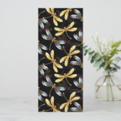 Faire-part Motif sans couture avec libellules d'or (Debout devant)