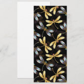 Faire-part Motif sans couture avec libellules d'or (Devant / Derrière)